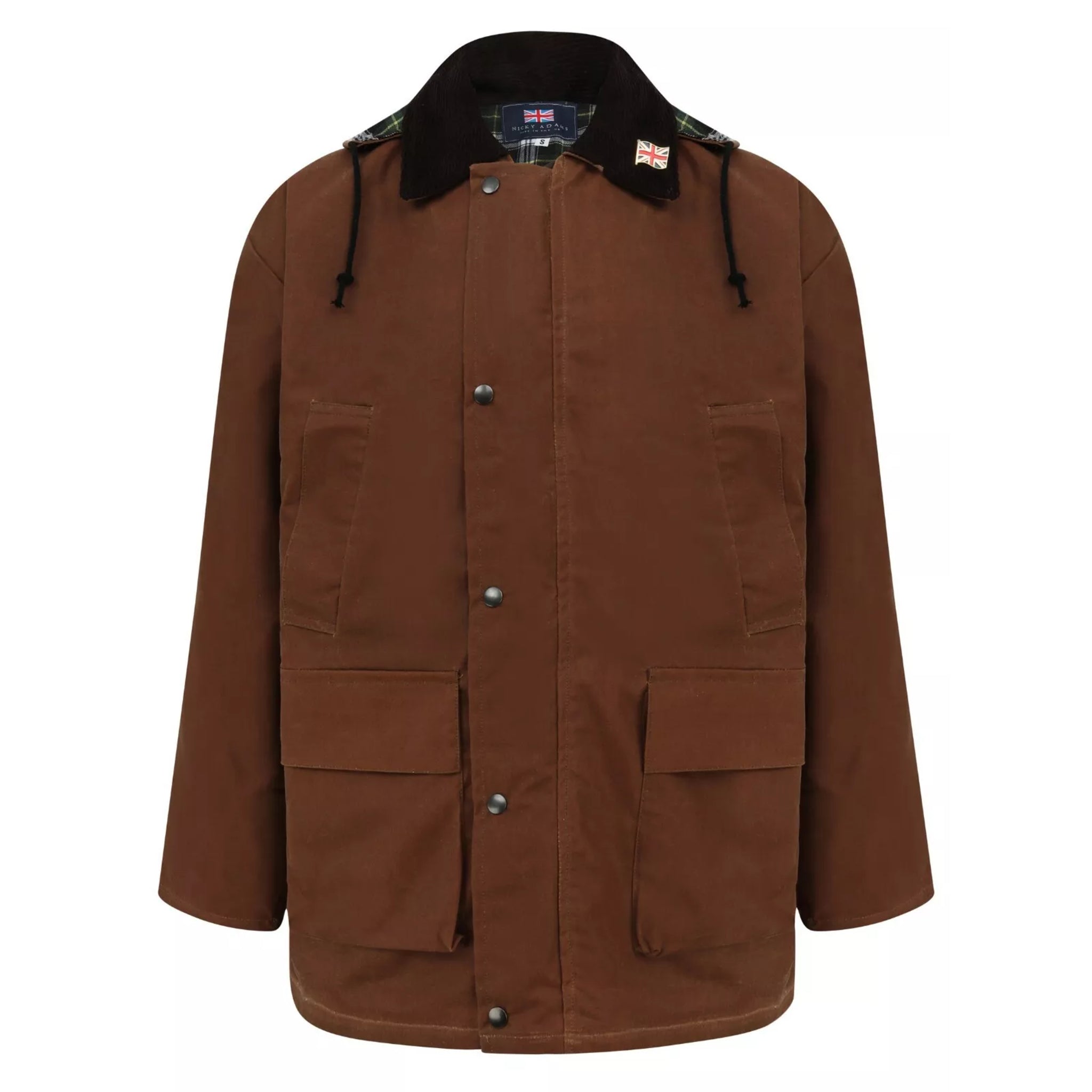 Men's Nicky Adams classic wax jacket in sand with corduroy collar, front pockets and water-resistant finish